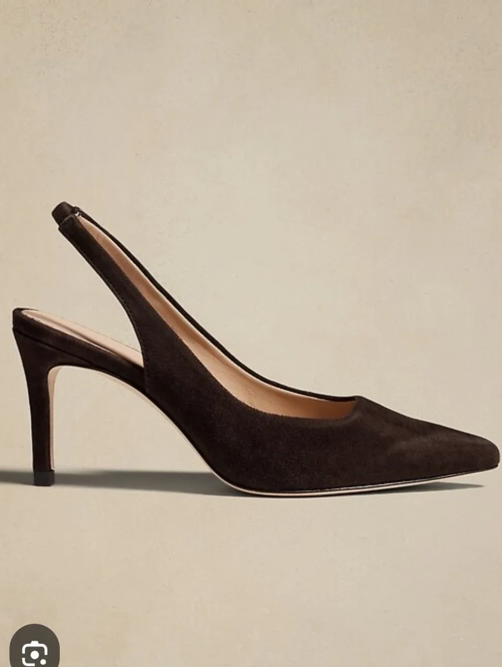 Banana Republic Black Suede Pointed Toe Slingback Heels